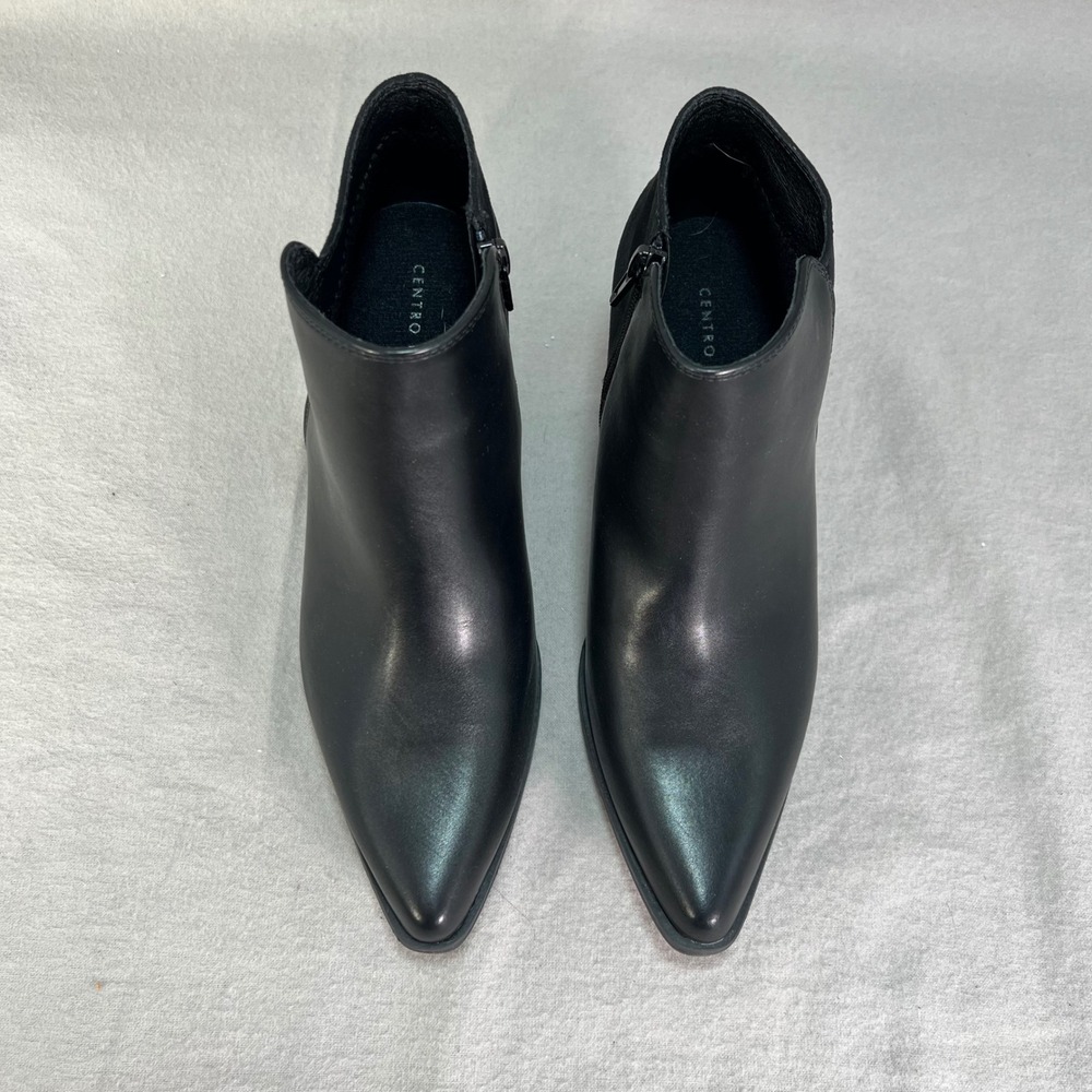 Black Pointed Toe Block Heel Ankle Booties Edgy Street Style Night Out 7.5 - Picture 5 of 16